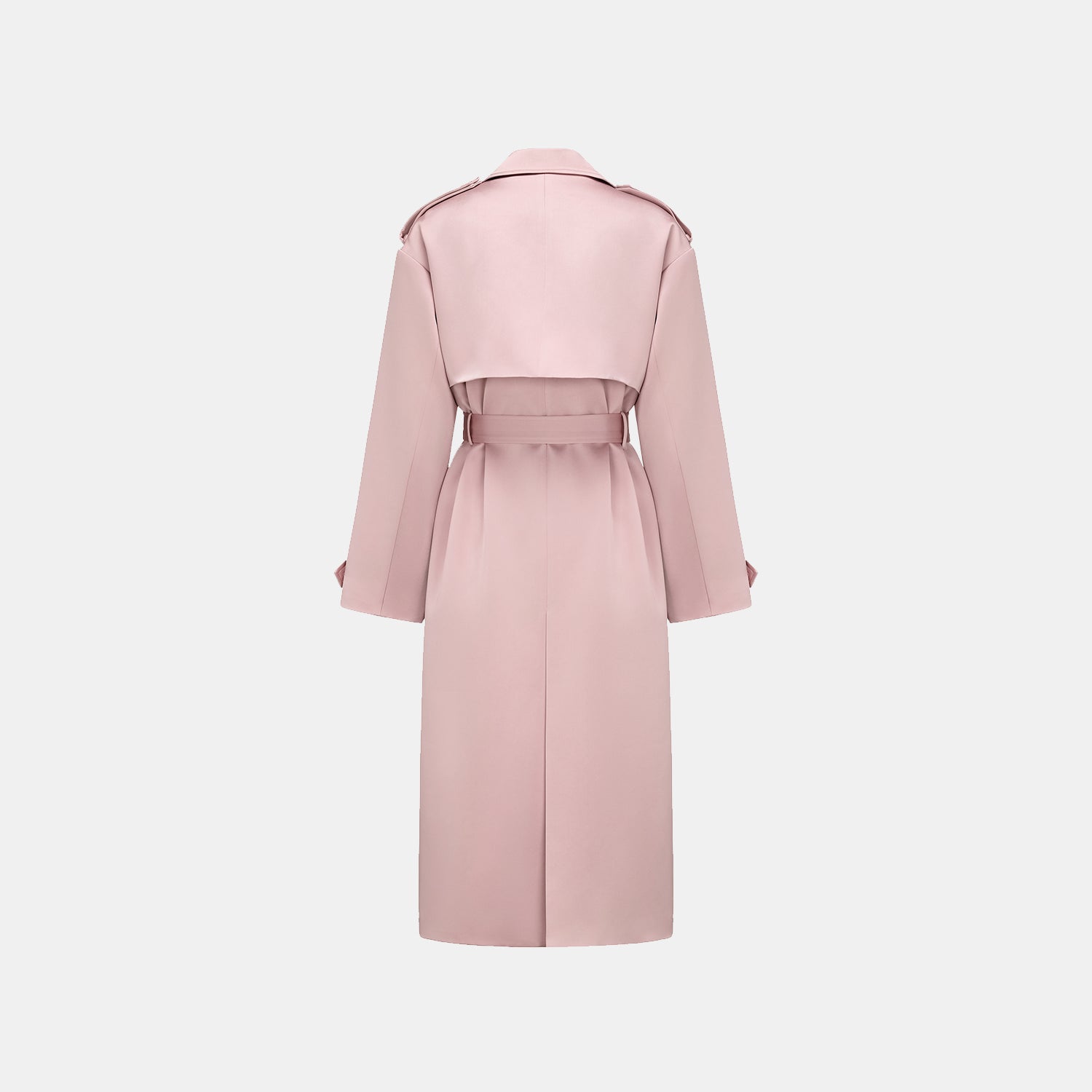 "London Everyday" Acetate Satin Long Trench Coat - Pink 