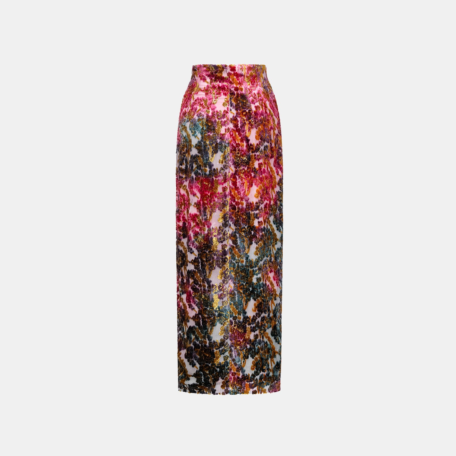 "Imperial Garden Teatime" Silk Velvet Chinese Style Pencil Skirt - Zui Rouge 