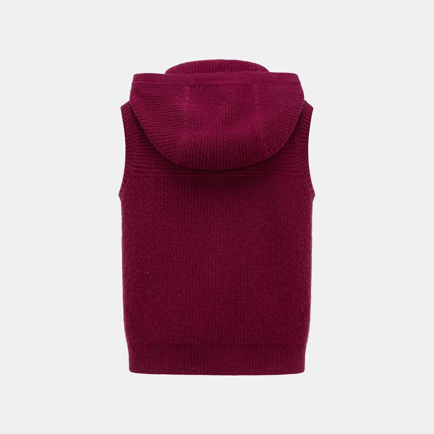 “Winter Diary” 100%Cashmere 連帽拉鏈背心—Raspberry Jam