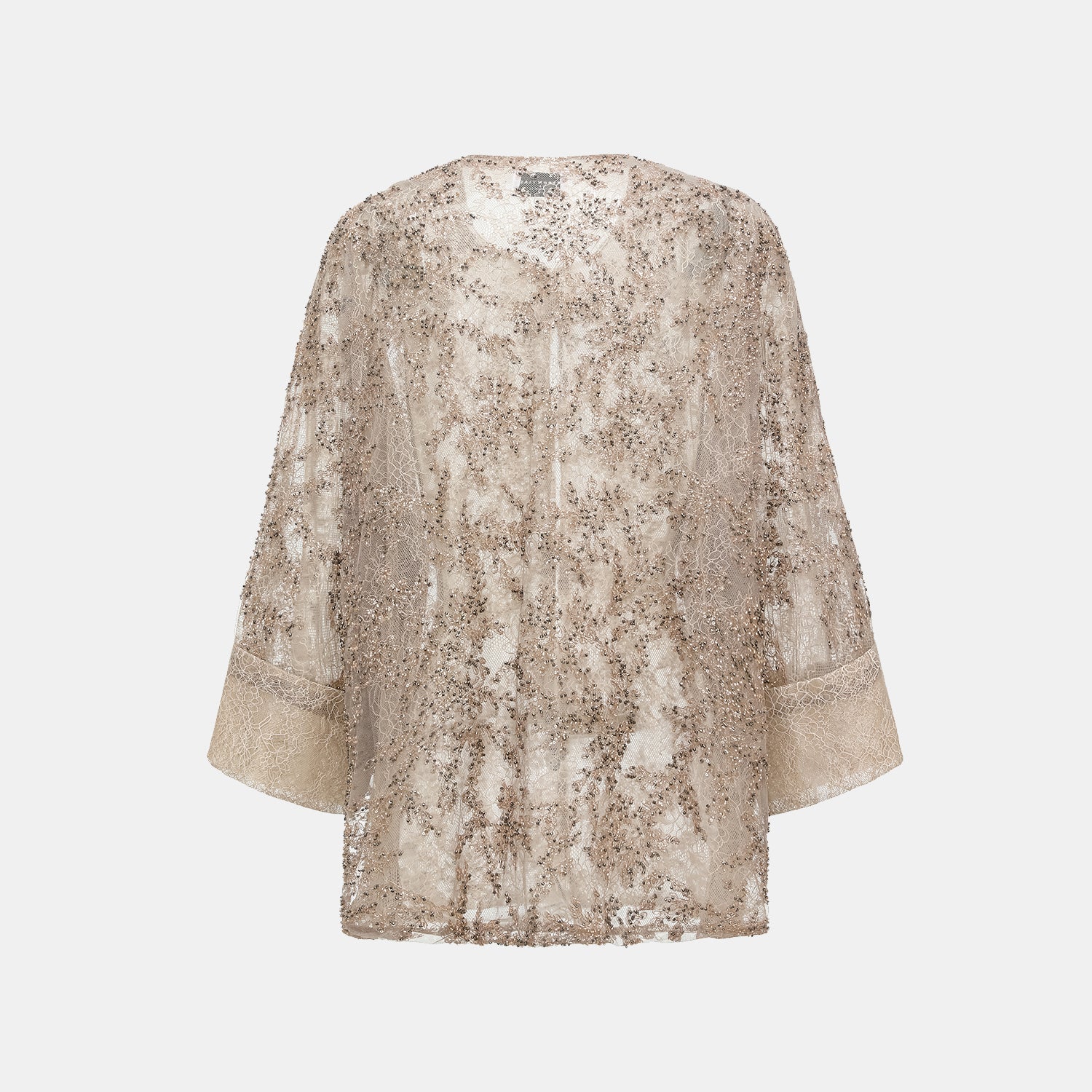 “茶宴” 奢華珠綉蕾絲輕國風披肩外套—Gold