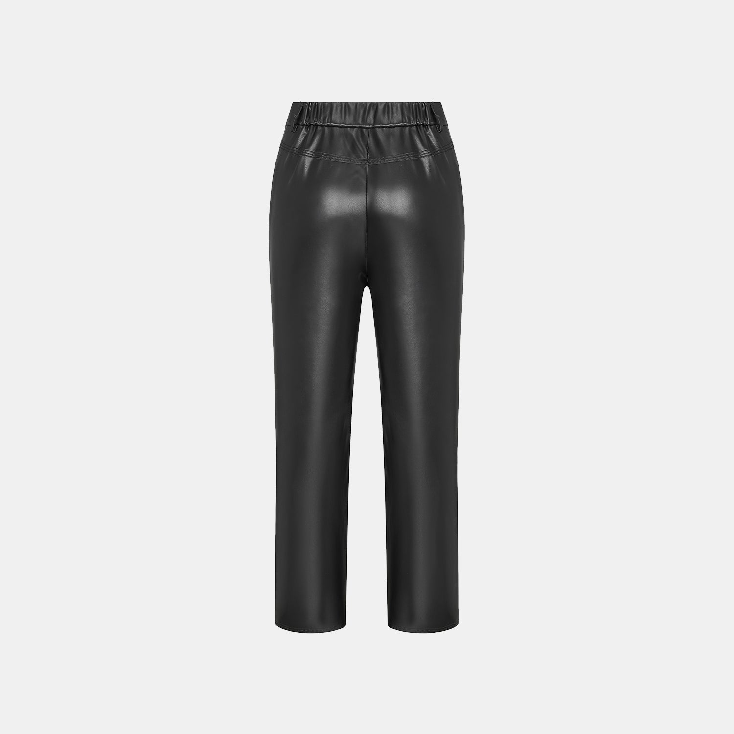 "Easy-go Chic" Vegan Leather Cropped Pants - Black 