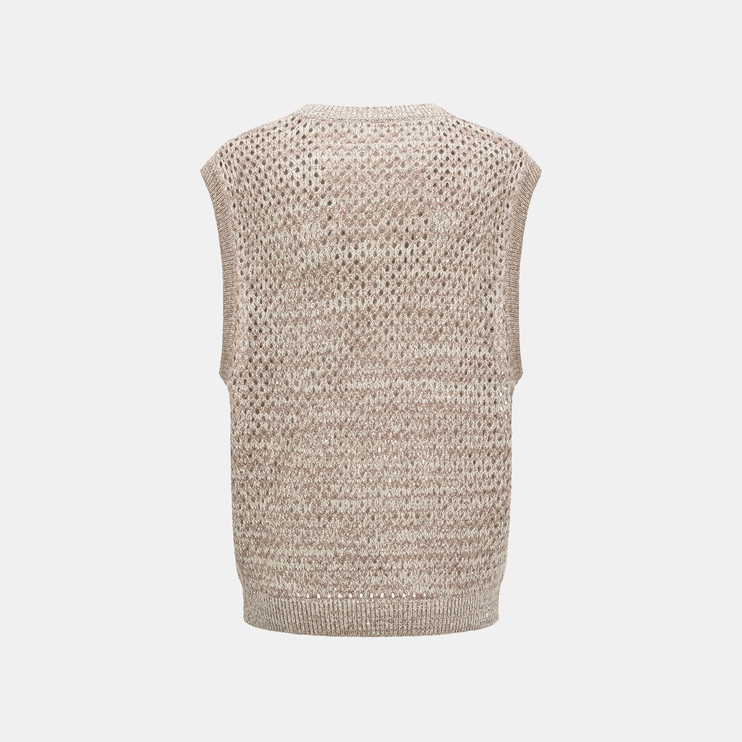 "Chelsea Citywalk." 100% Cashmere 亮片蕾絲編織工藝針織背心—Almond Cappuccino