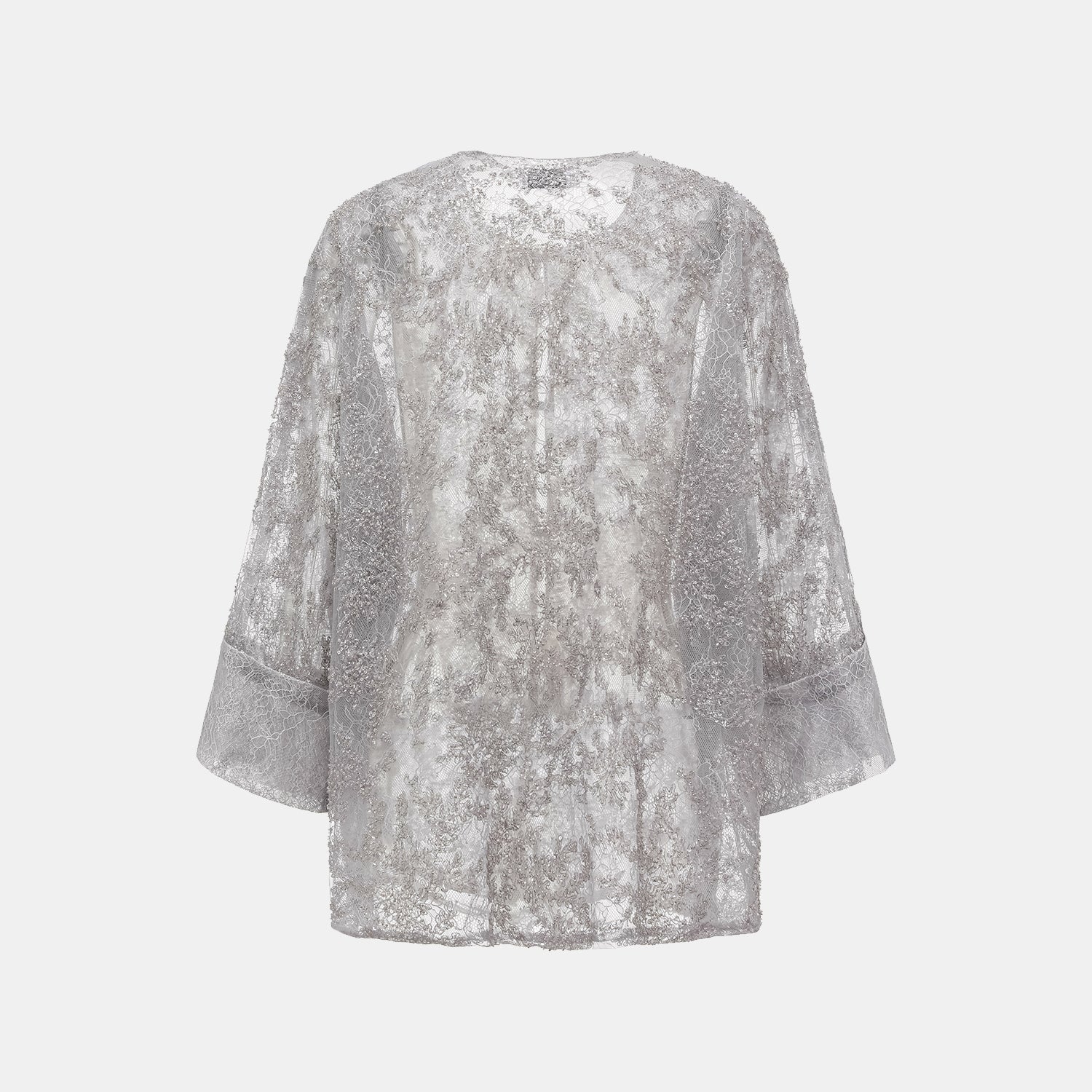 “茶宴” 奢華珠綉蕾絲輕國風披肩外套—Silver