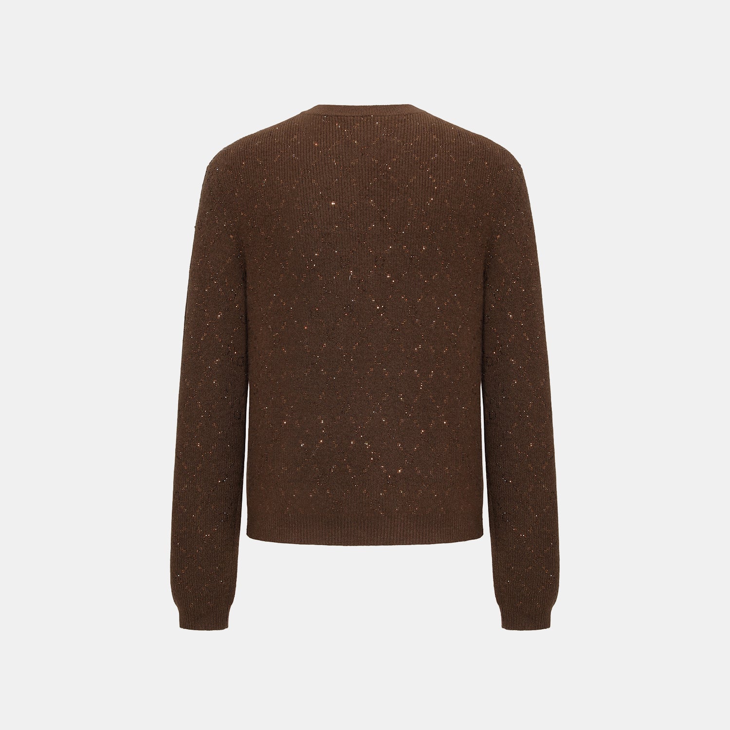 “Autumn Diary” 100% Cashmere立體鑽飾Monogram嵌花針織外套—Mocha Truffle摩卡松露