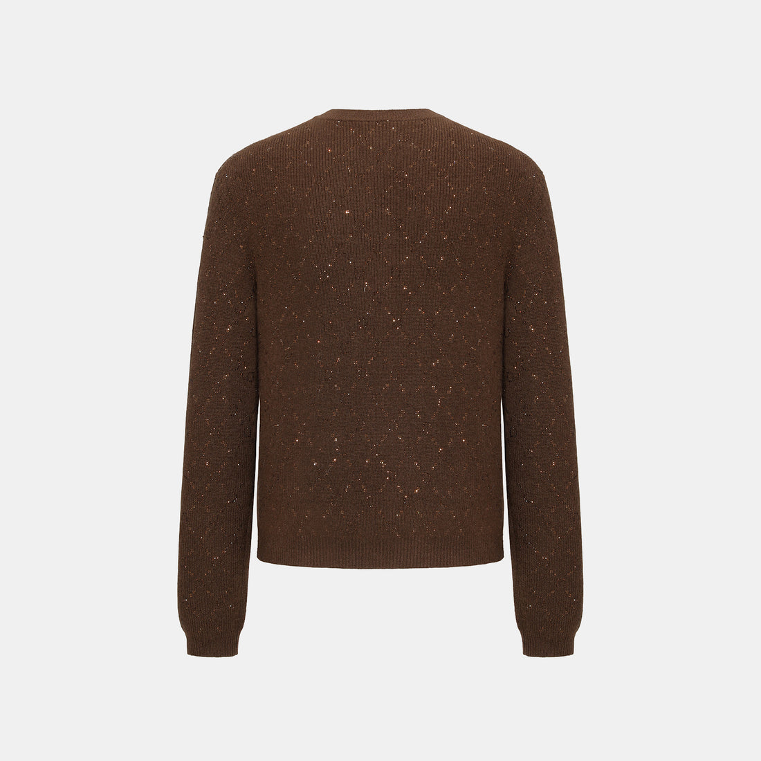 “Autumn Diary” 100% Cashmere立體鑽飾Monogram嵌花針織外套—Mocha Truffle摩卡松露