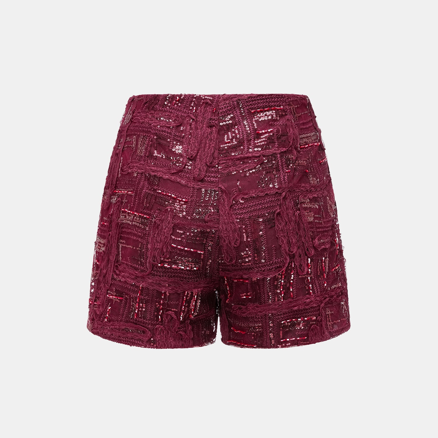 "Imperial Gala" 奢華蕾絲畫藝珠繡短褲—胭霞含春