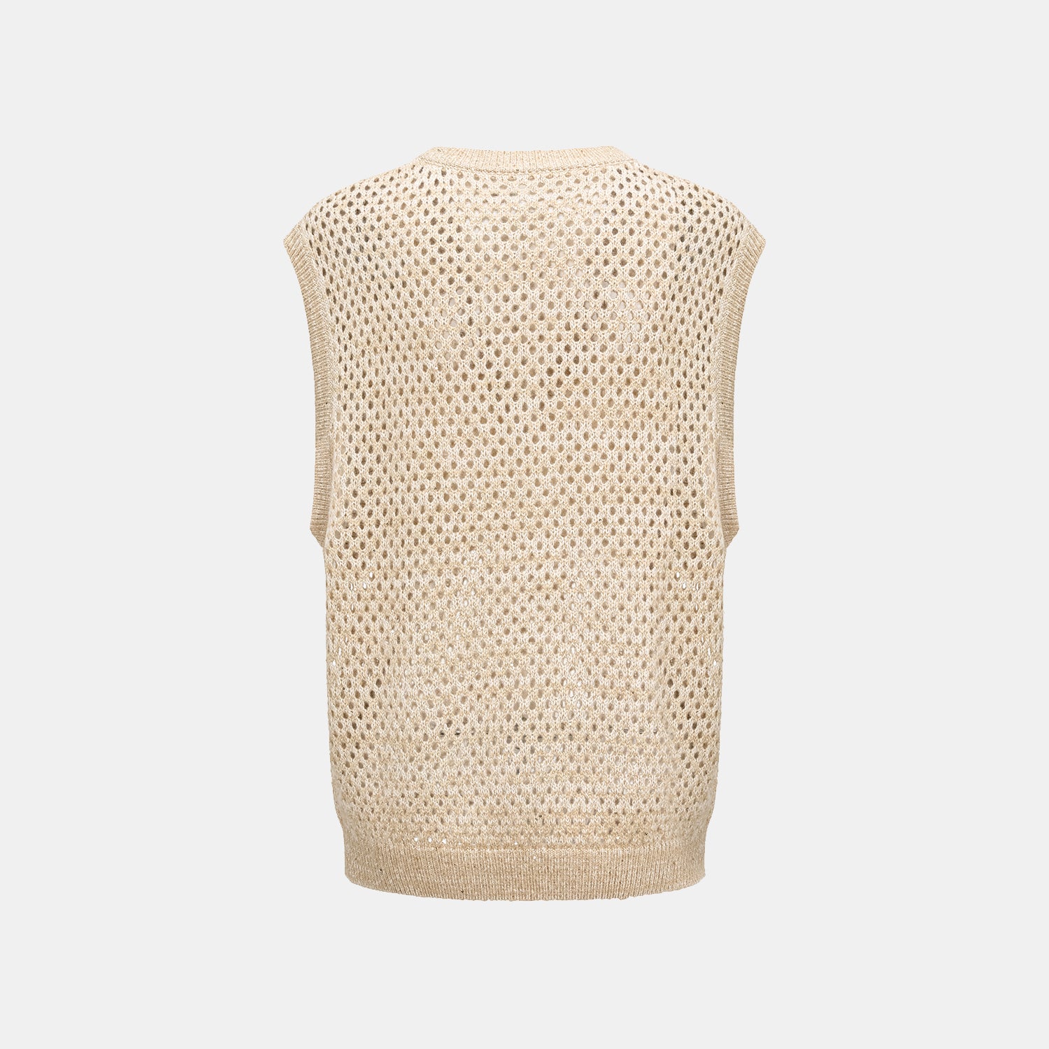 "Chelsea Citywalk." 100% Cashmere 亮片蕾絲編織工藝針織背心—Honey Latte