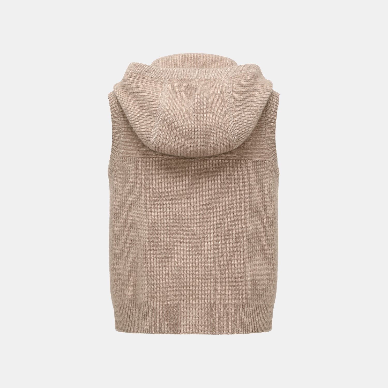 “Winter Diary” 100%Cashmere 連帽拉鏈背心—Earl Grey