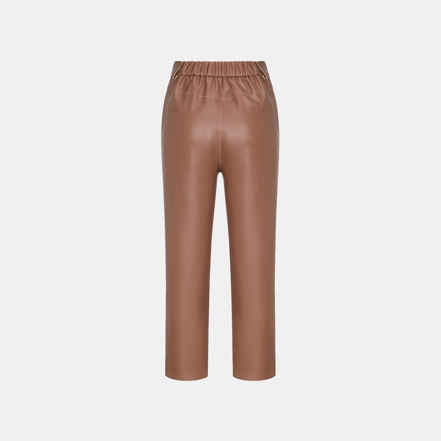 "Easy-go Chic" Vegan Leather Cropped Pants - Honey Brown 