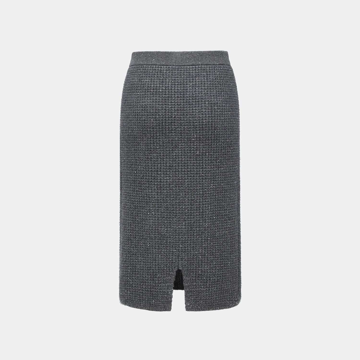 “Autumn Diary” 100% Cashmere細緻華夫格亮片針織鉛筆裙—Nightfall Gleam夜幕之詩