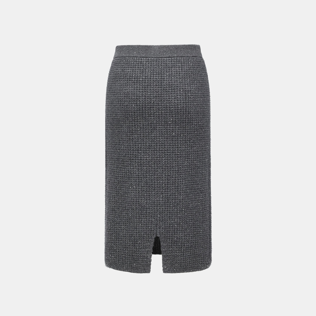 “Autumn Diary” 100% Cashmere細緻華夫格亮片針織鉛筆裙—Nightfall Gleam夜幕之詩