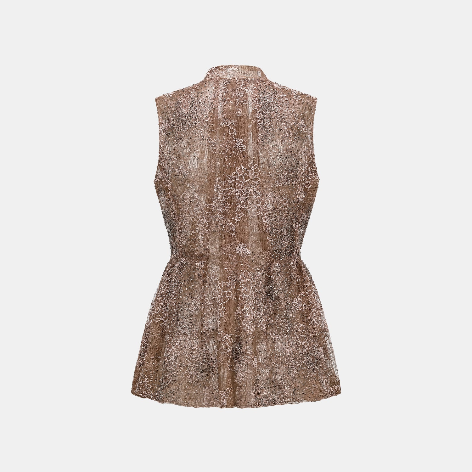 "Imperial Gala" 奢華珠繡輕中式立體剪裁上衣—Rosewood Gleam