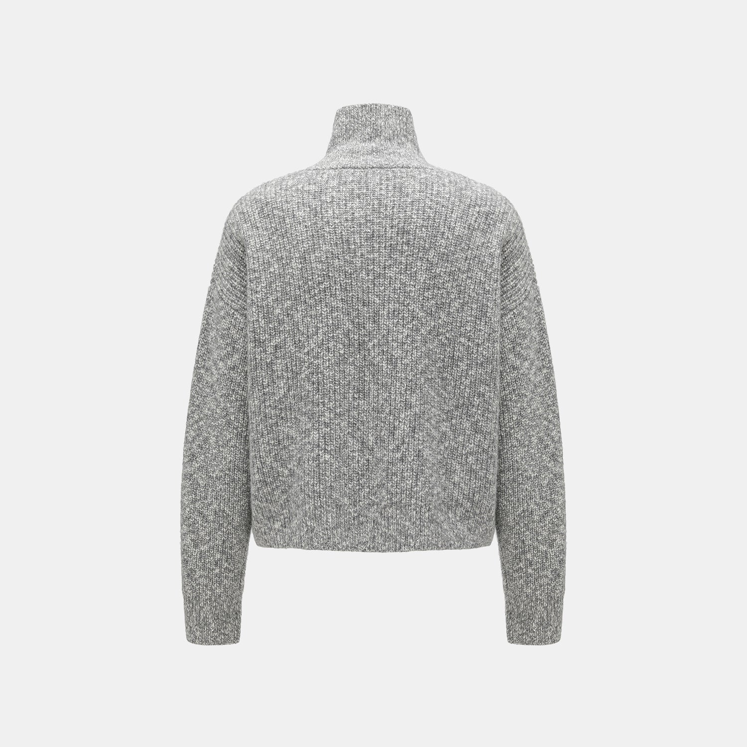 “Winter Diary” 100% Cashmere霧染細針羅紋邊飾高領針織外套—Soft Rain雨的氣息