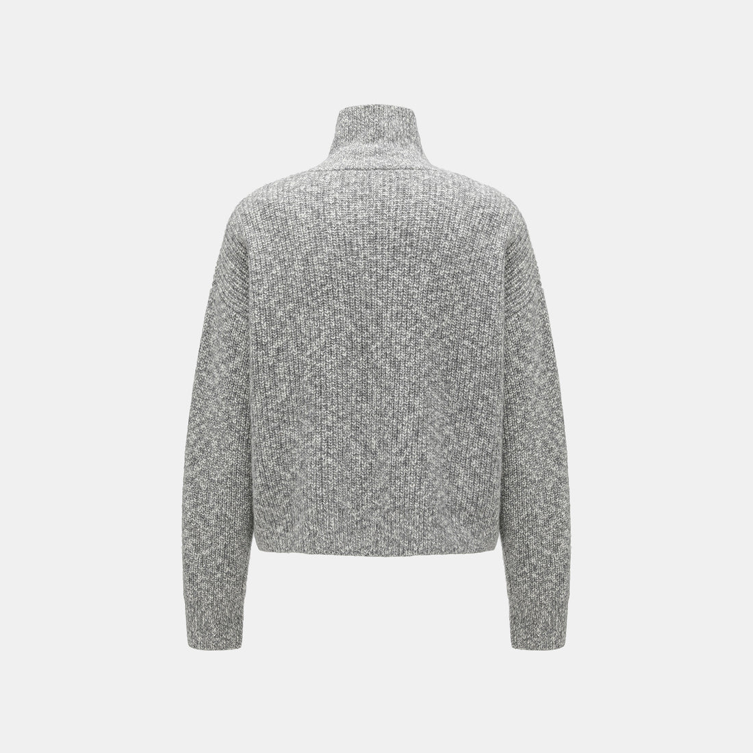 “Winter Diary” 100% Cashmere霧染細針羅紋邊飾高領針織外套—Soft Rain雨的氣息