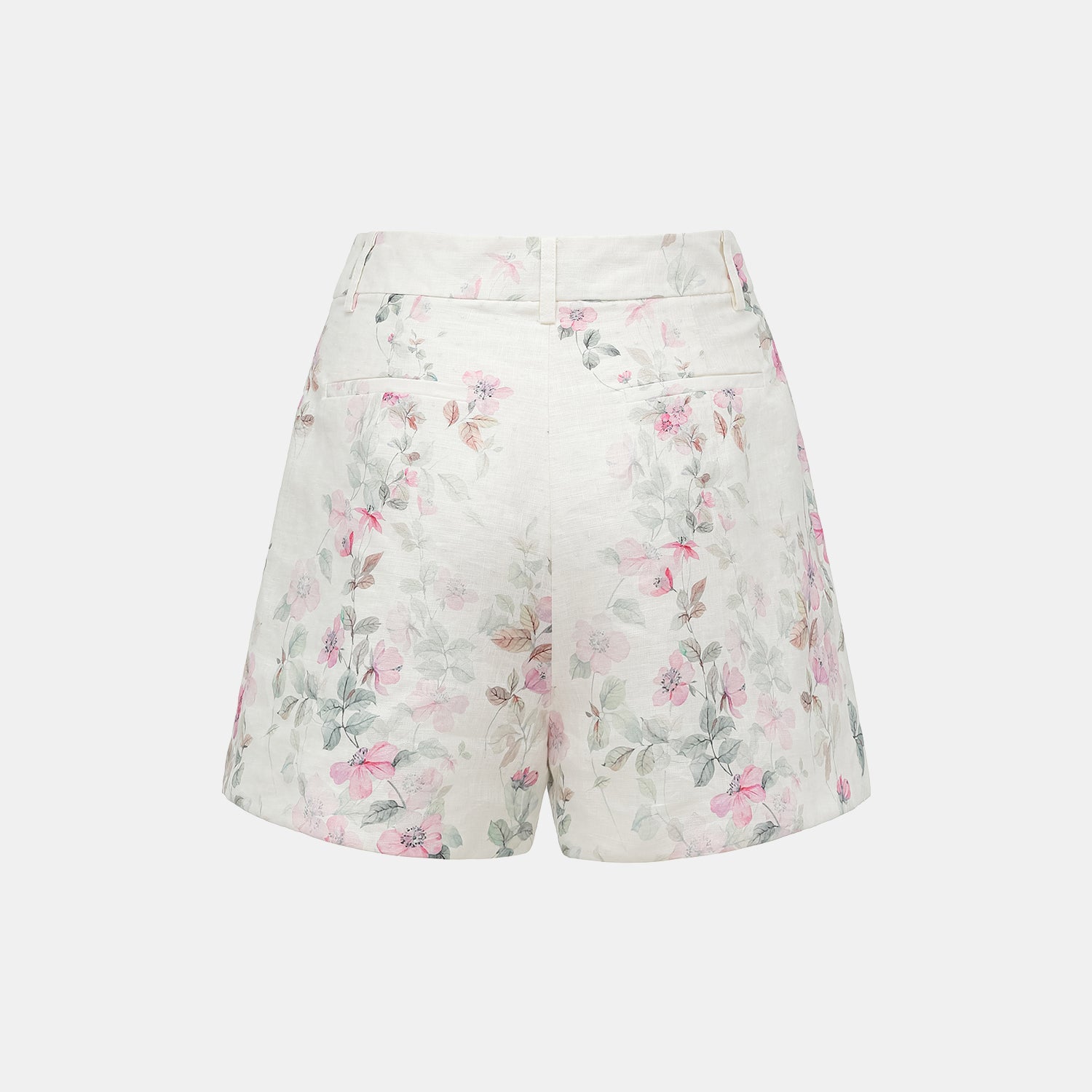 “春意” 義大利繪印藏鑽亞麻輕國風短褲—花枝映羽