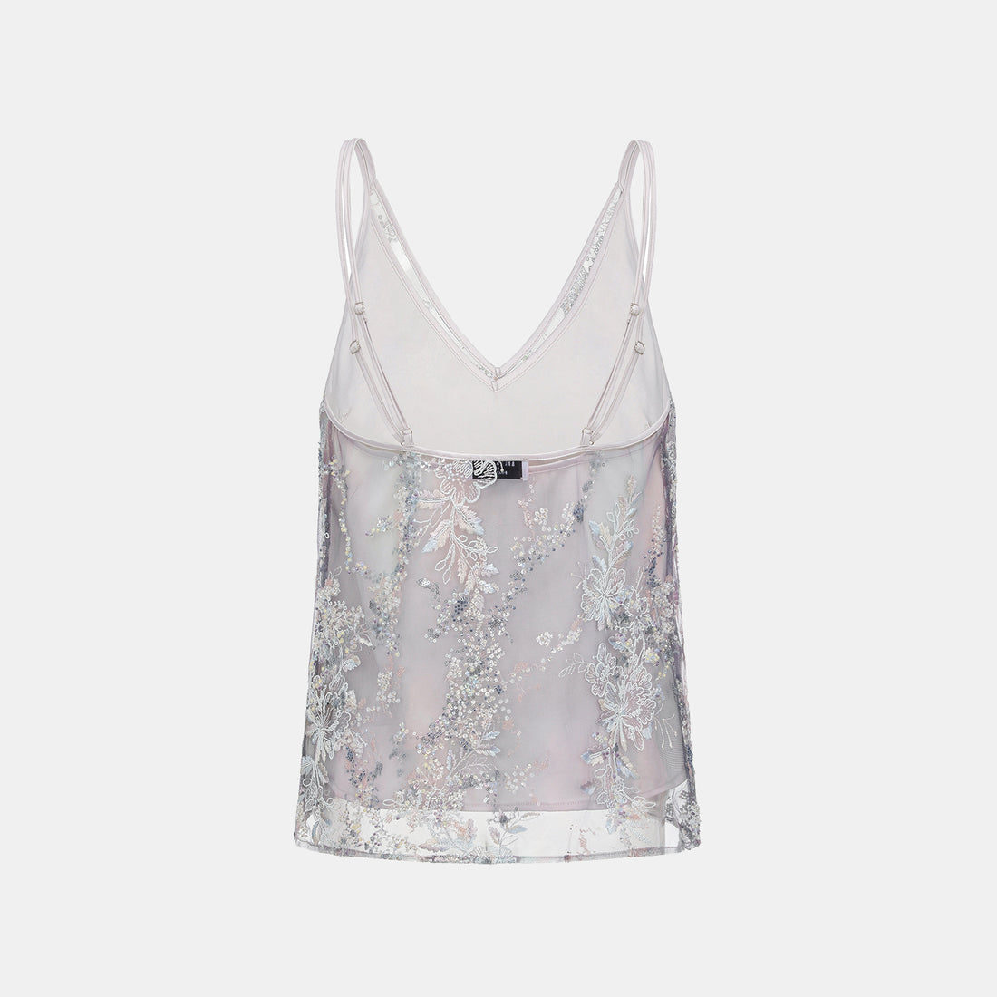 "Imperial Garden Teatime"緞染繡霞奢華珠繡蕾絲輕國風細肩帶背心—Nocturne Bloom凝夜浮香