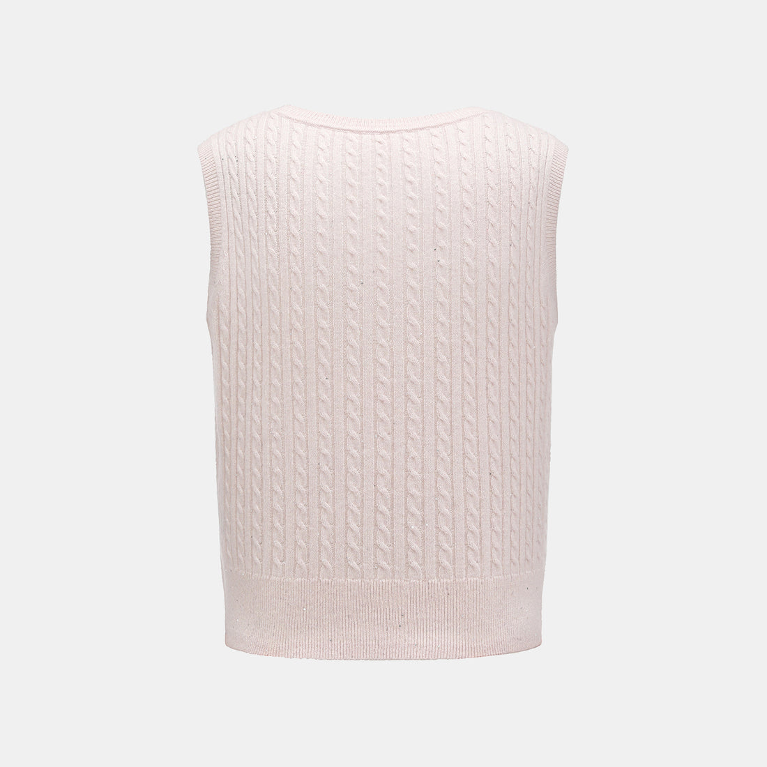 “Autumn Diary” 100% Cashmere 亮片麻花編織針織背心—Blush Peony玫瑰晨露