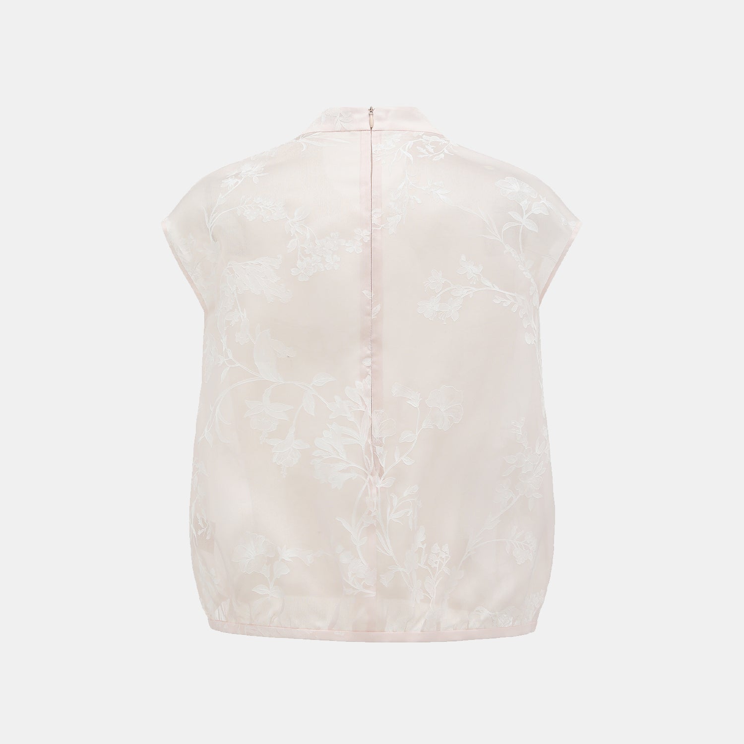 春意” 義大利高級訂製繪印工藝真絲歐根紗輕國風上衣— 霜曦花影