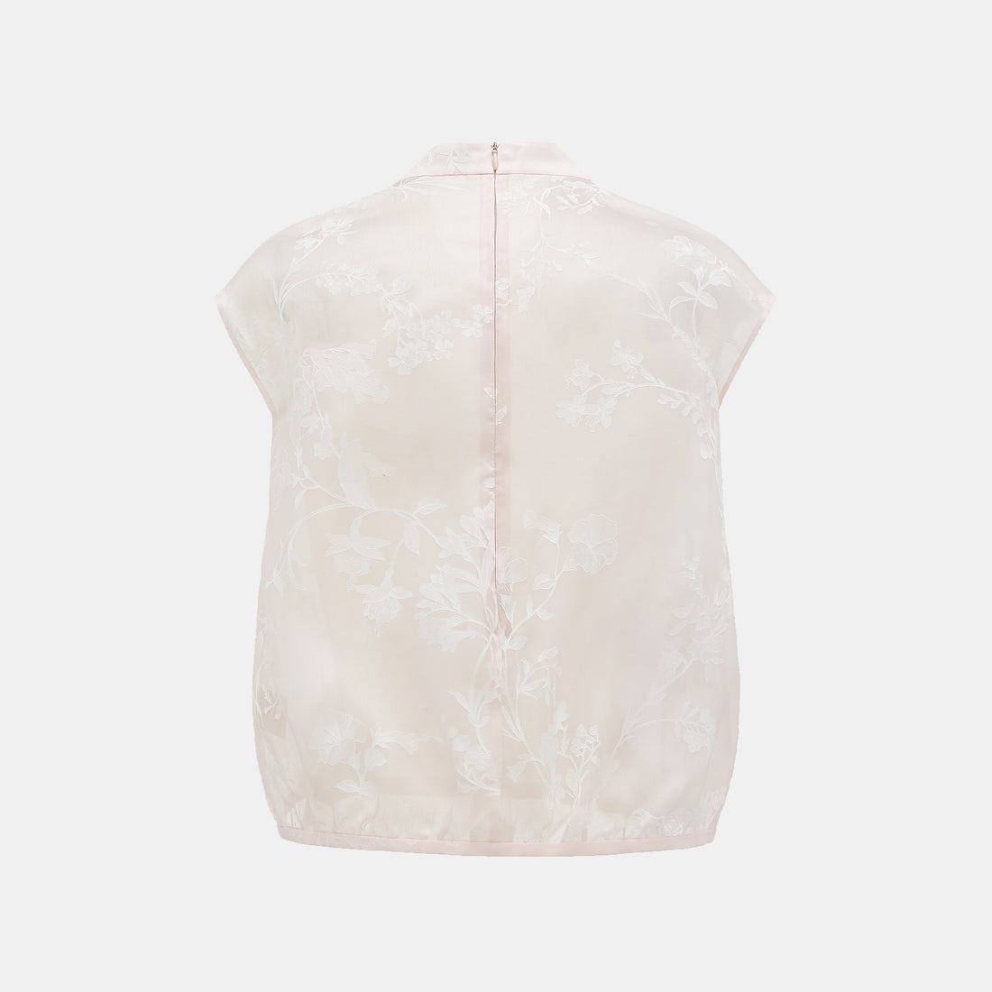 Spring” Italian high-end custom-made silk organza light Chinese style top with painting and printing technology - Frosty Flower Shadow