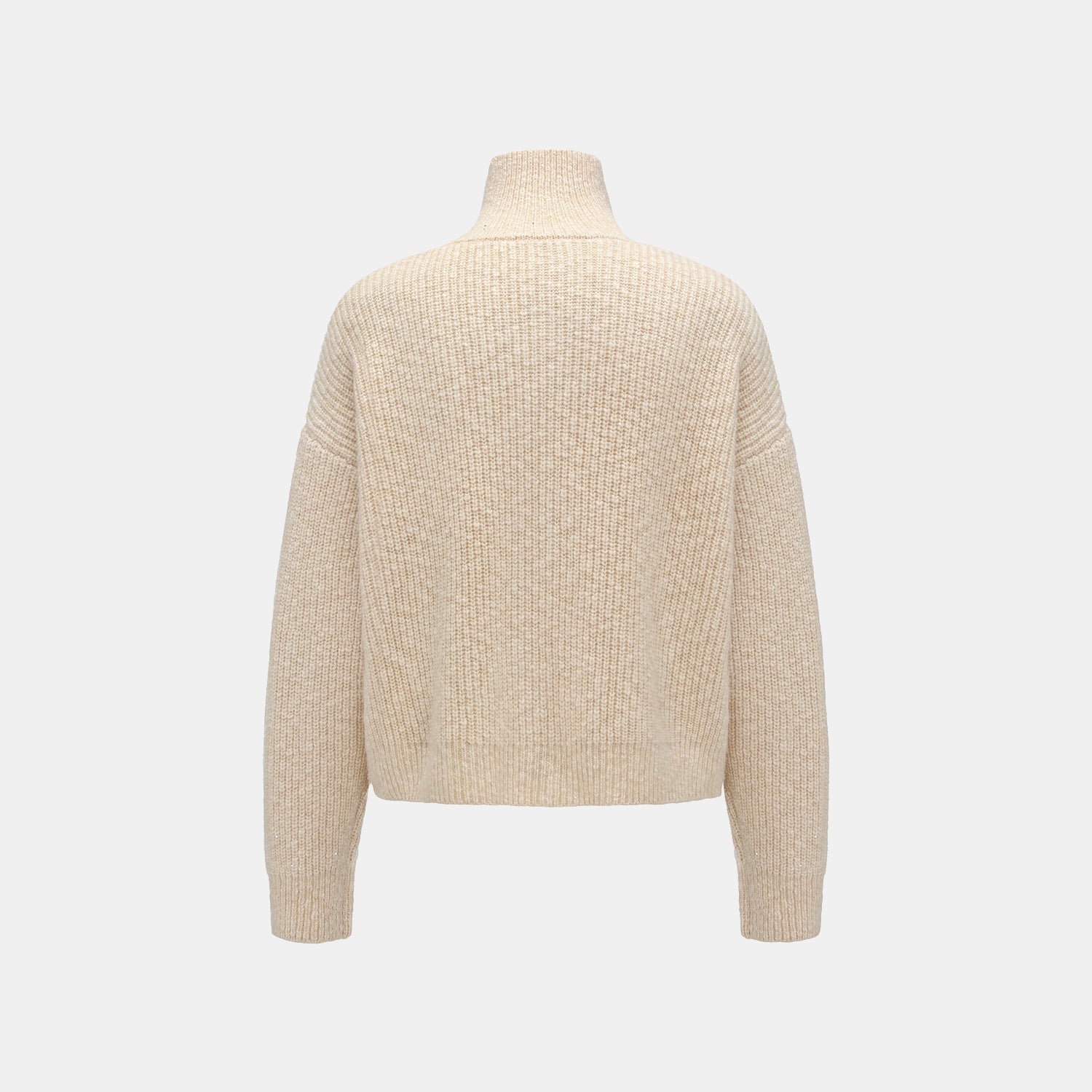 “Winter Diary” 100% Cashmere霧染細針羅紋邊飾高領針織外套—Afternoon Glow午後暖陽