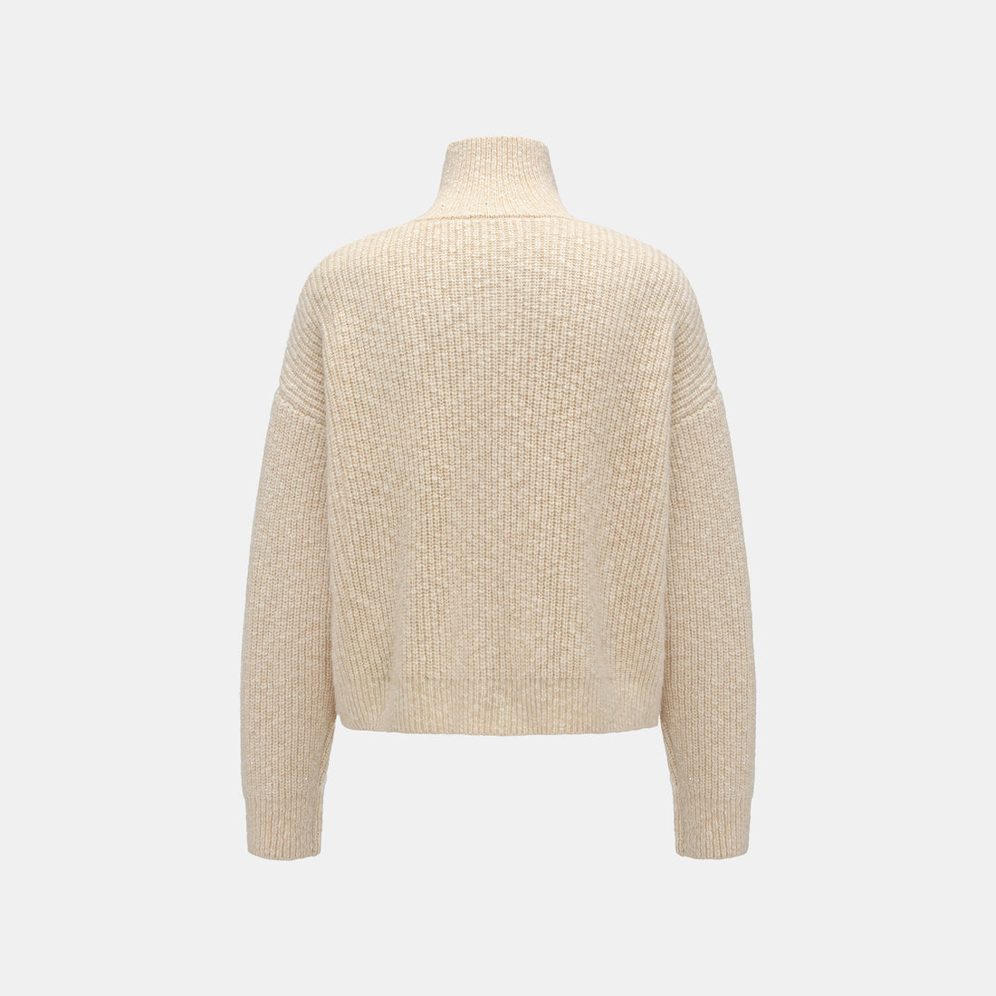 “Winter Diary” 100% Cashmere霧染細針羅紋邊飾高領針織外套—Afternoon Glow午後暖陽