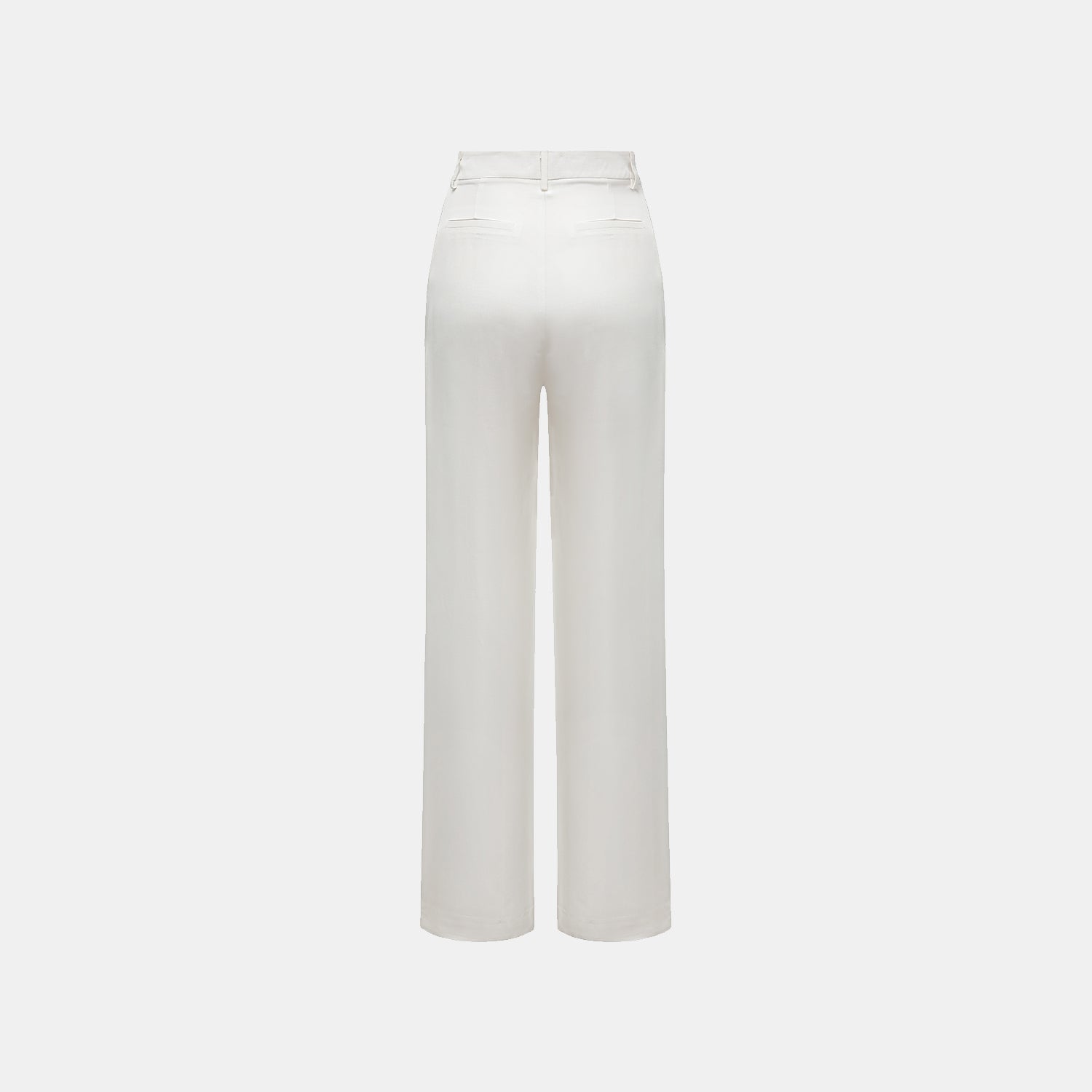 "Speak Sleek" 奢華輕薄麻感肌理醋酸立體剪裁寬褲—Ivory