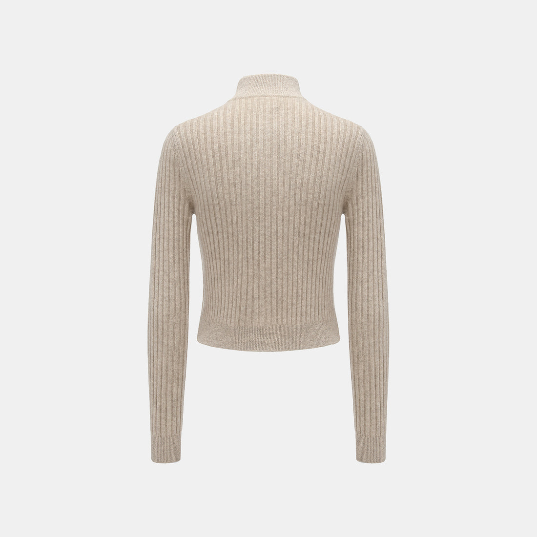 “Winter Diary” 100% Cashmere柔韌羅紋合身立領針織外套—Sunwarmed Hay乾草暖香