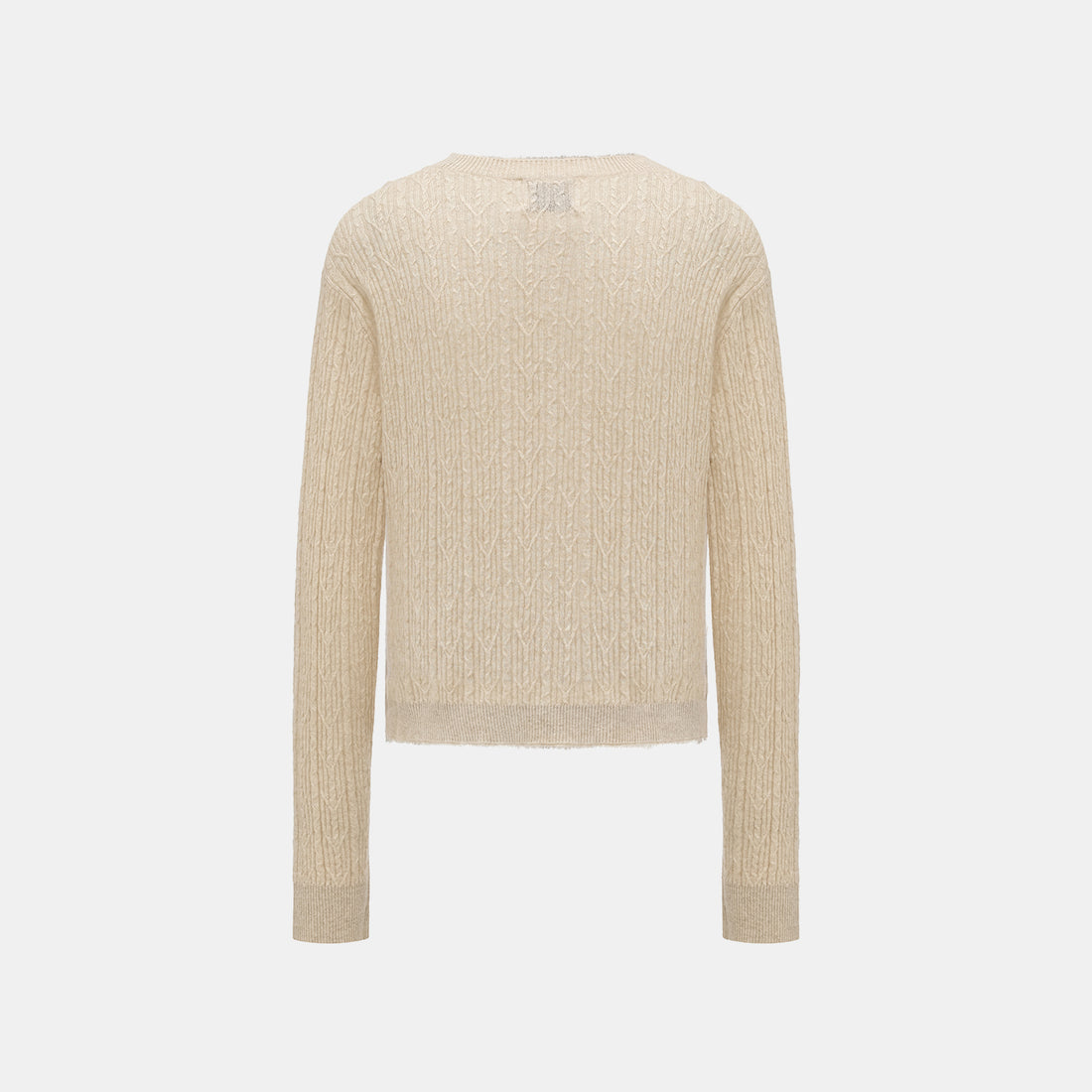 “Autumn Diary” 100% Cashmere羽絮葉脈紋銀織針織上衣—Golden Grain穗光