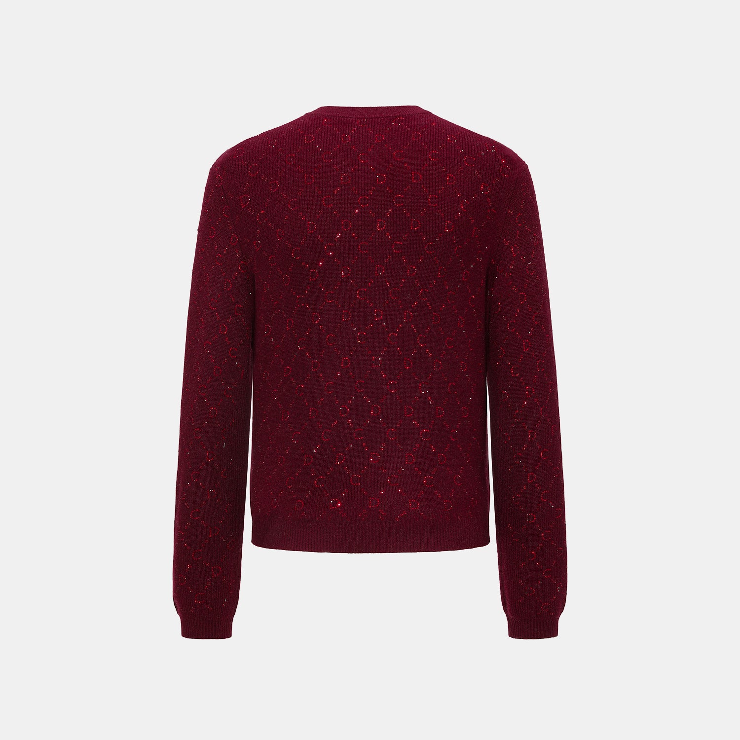 “Autumn Diary” 100% Cashmere立體鑽飾Monogram嵌花針織外套—Raspberry Jam野莓凝香