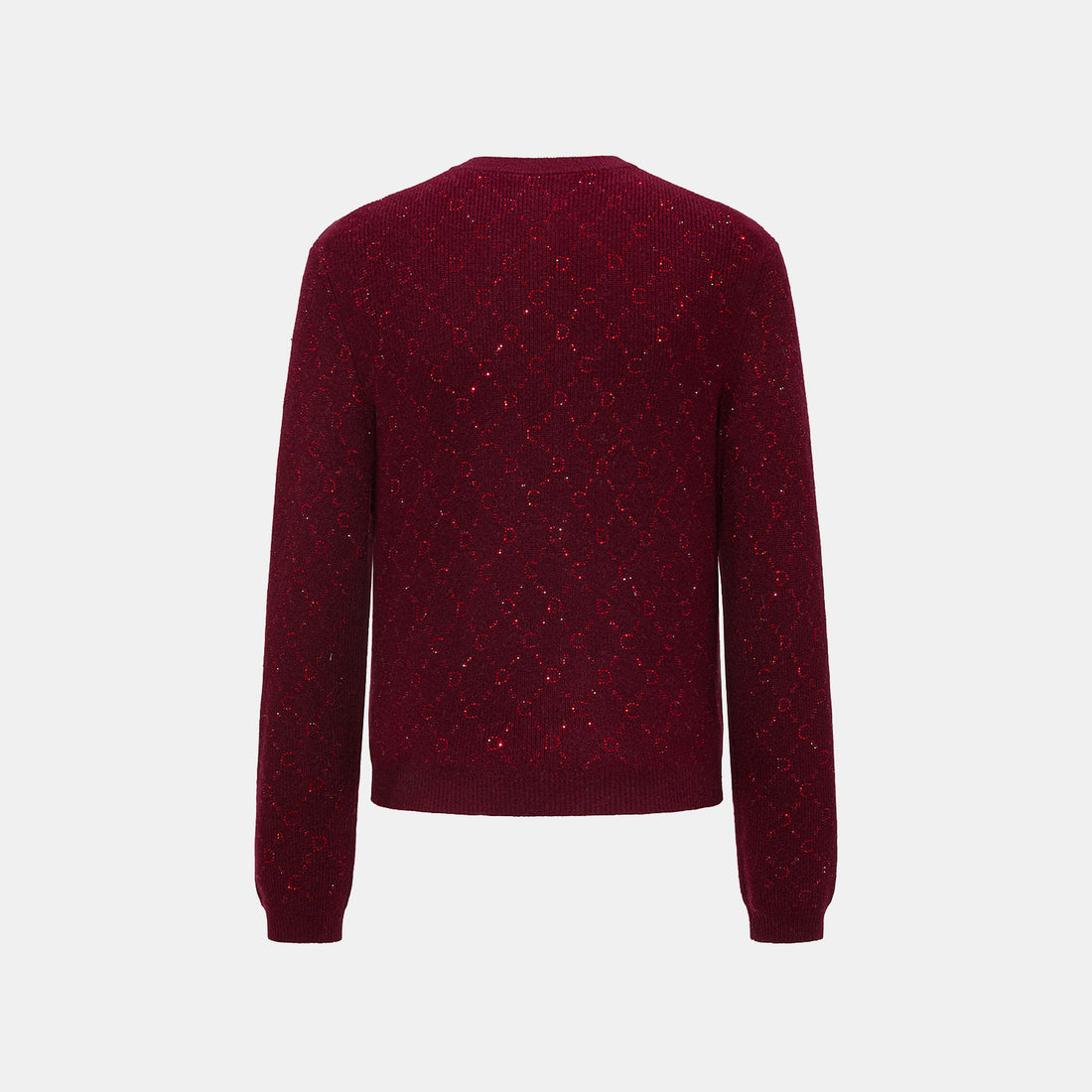 “Autumn Diary” 100% Cashmere立體鑽飾Monogram嵌花針織外套—Raspberry Jam野莓凝香