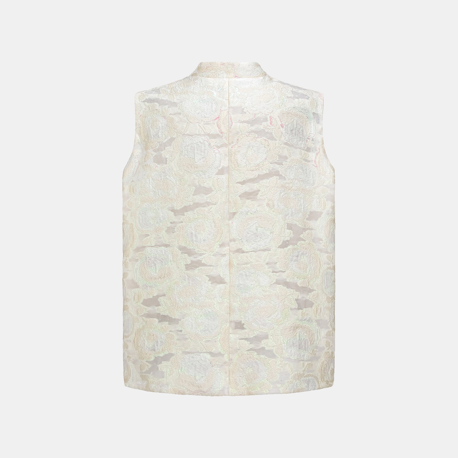 “茶宴” 燒花工藝提花輕國風馬甲背心—月映荷塘