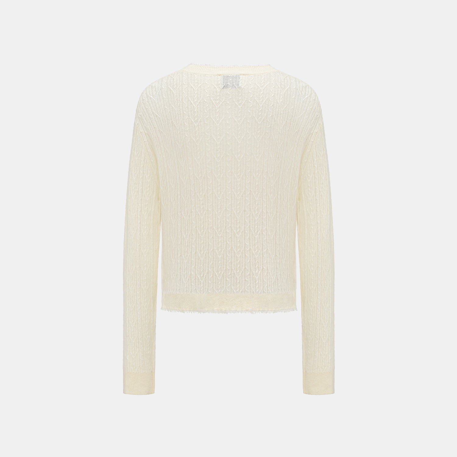 “Autumn Diary” 100% Cashmere羽絮葉脈紋銀織針織上衣—Snow Blossom雪綻