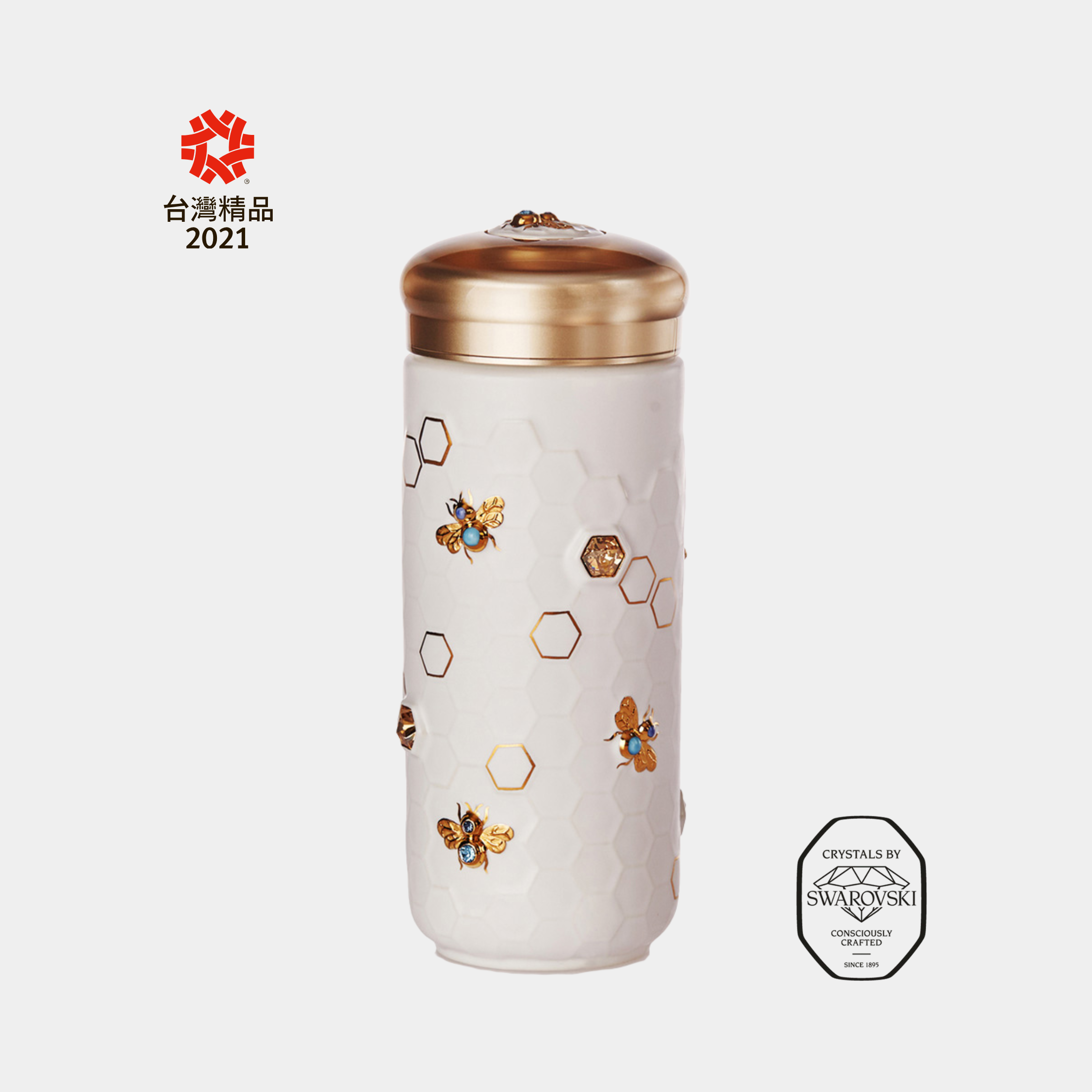 乾唐軒 吉星大豐收鎏金水晶隨身杯 ─ 牙白金