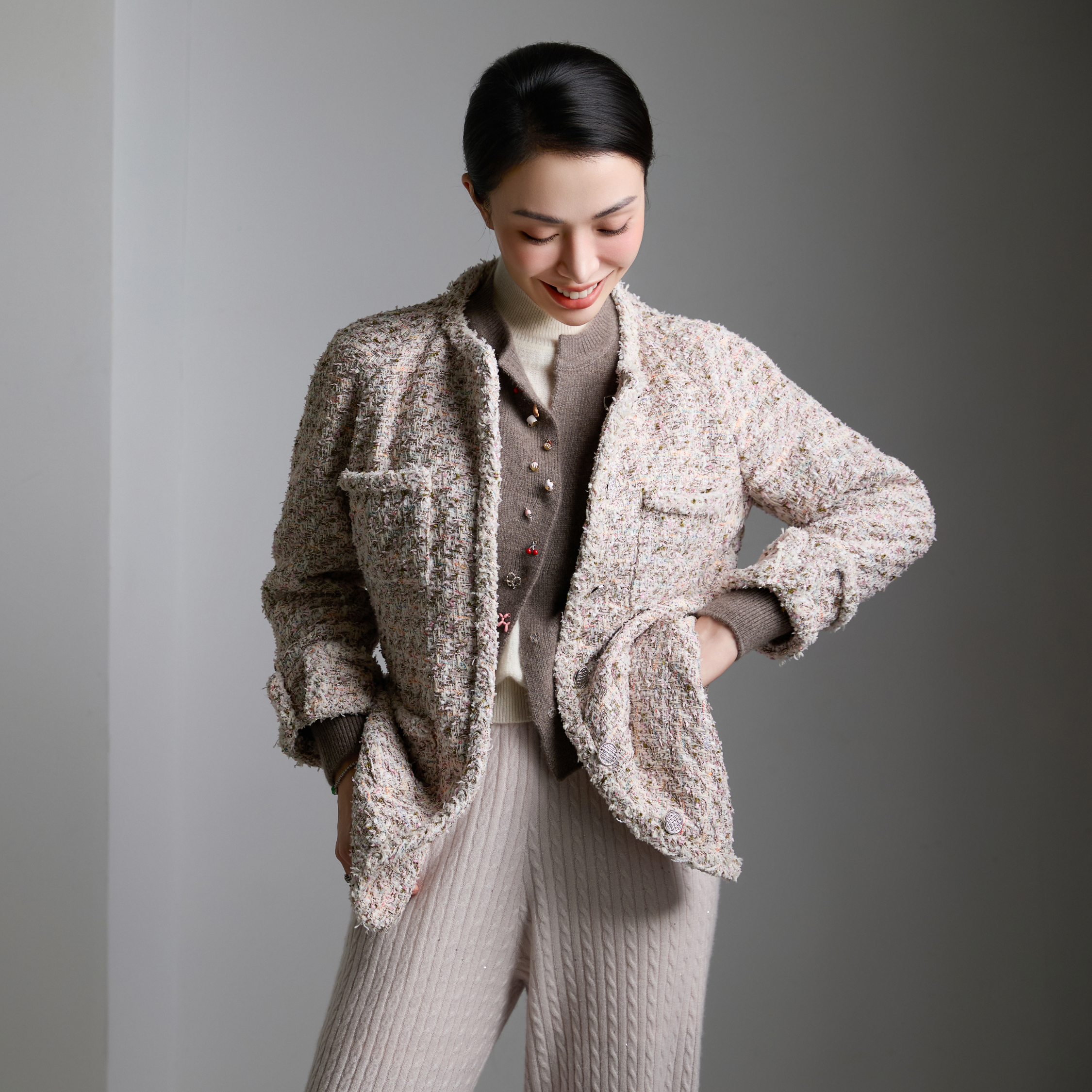 “Chelsea tea time."法國棉紡絲金經典No.5花呢外套—Dream Ballet夢序芭蕾