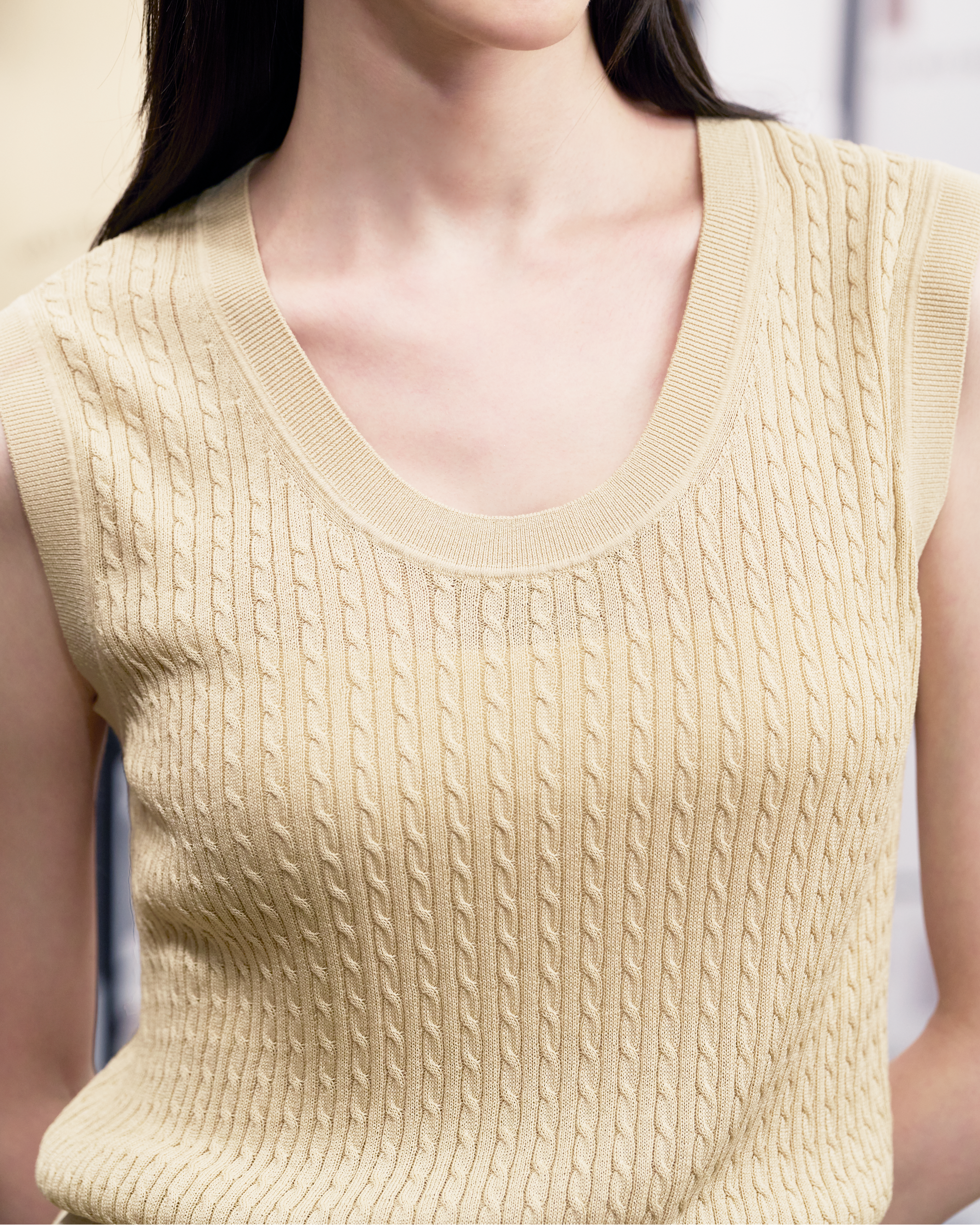 “Pure & Soft”100% 真絲細羅紋薄織背心 (Yarn by Loro Piana)—Bergamot佛手柑香