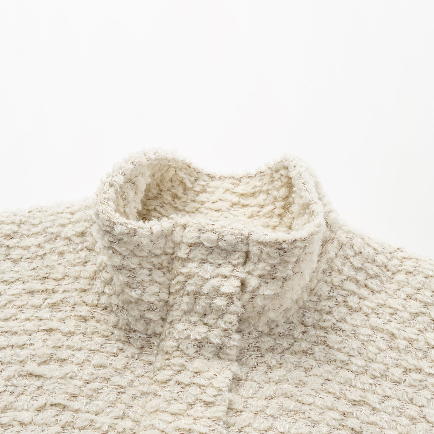 "Tokyo Hours" Tweed Cape Coat with Large Lapel - Cloud White 