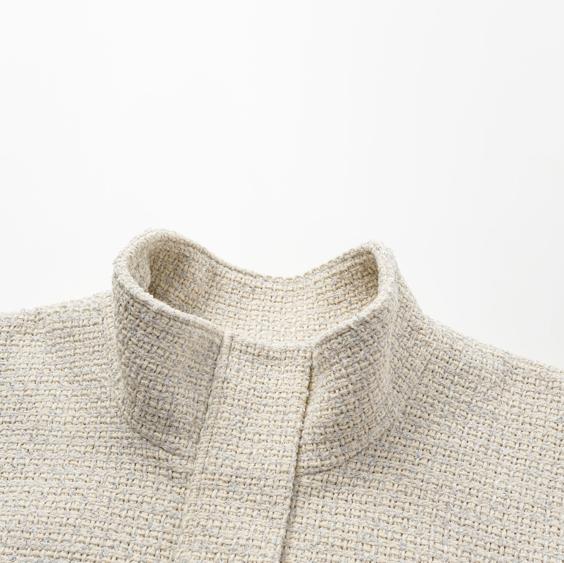 "Tokyo Hours" Tweed Cape Coat with Large Lapel - Woven White 