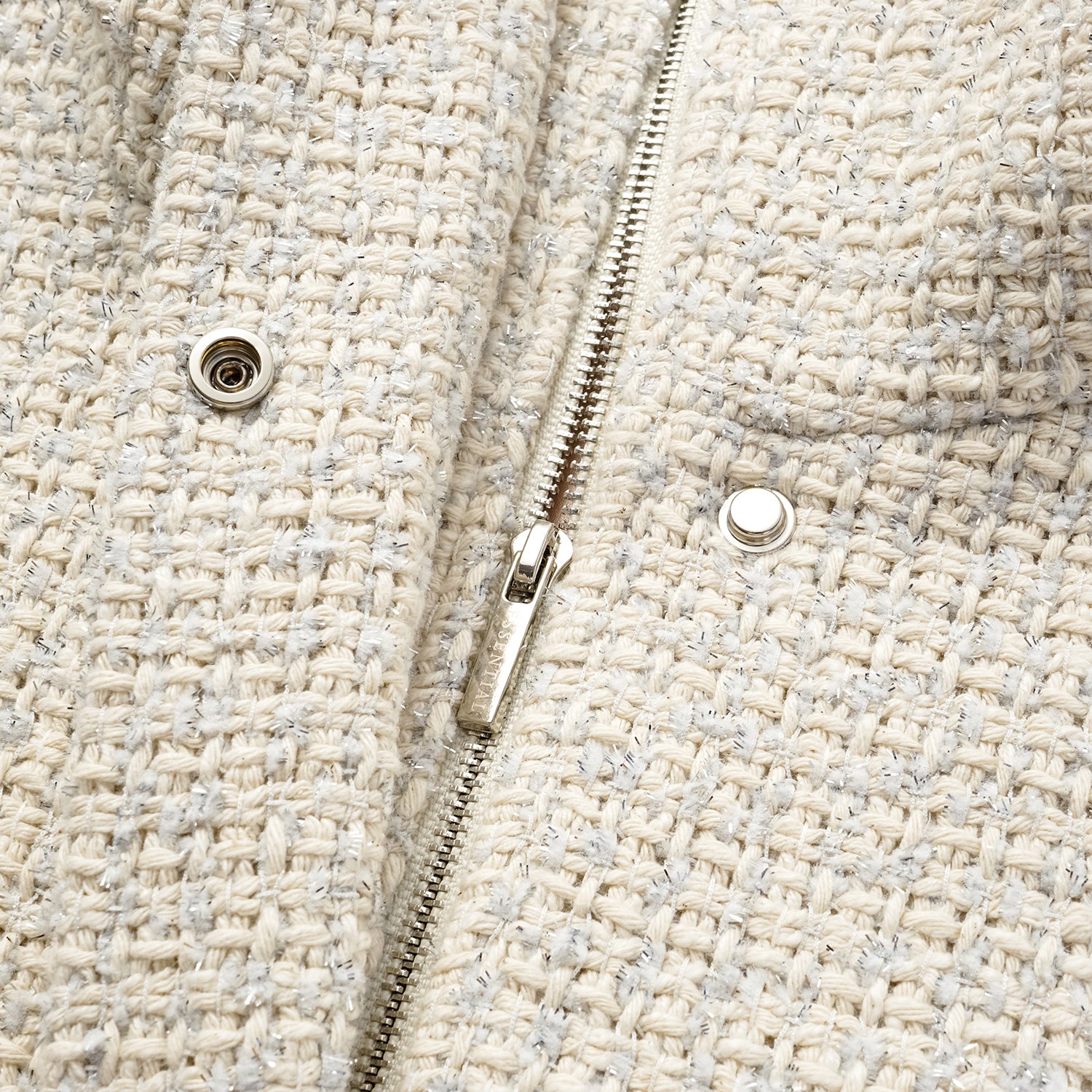 "Tokyo Hours" Tweed Cape Coat with Large Lapel - Woven White 