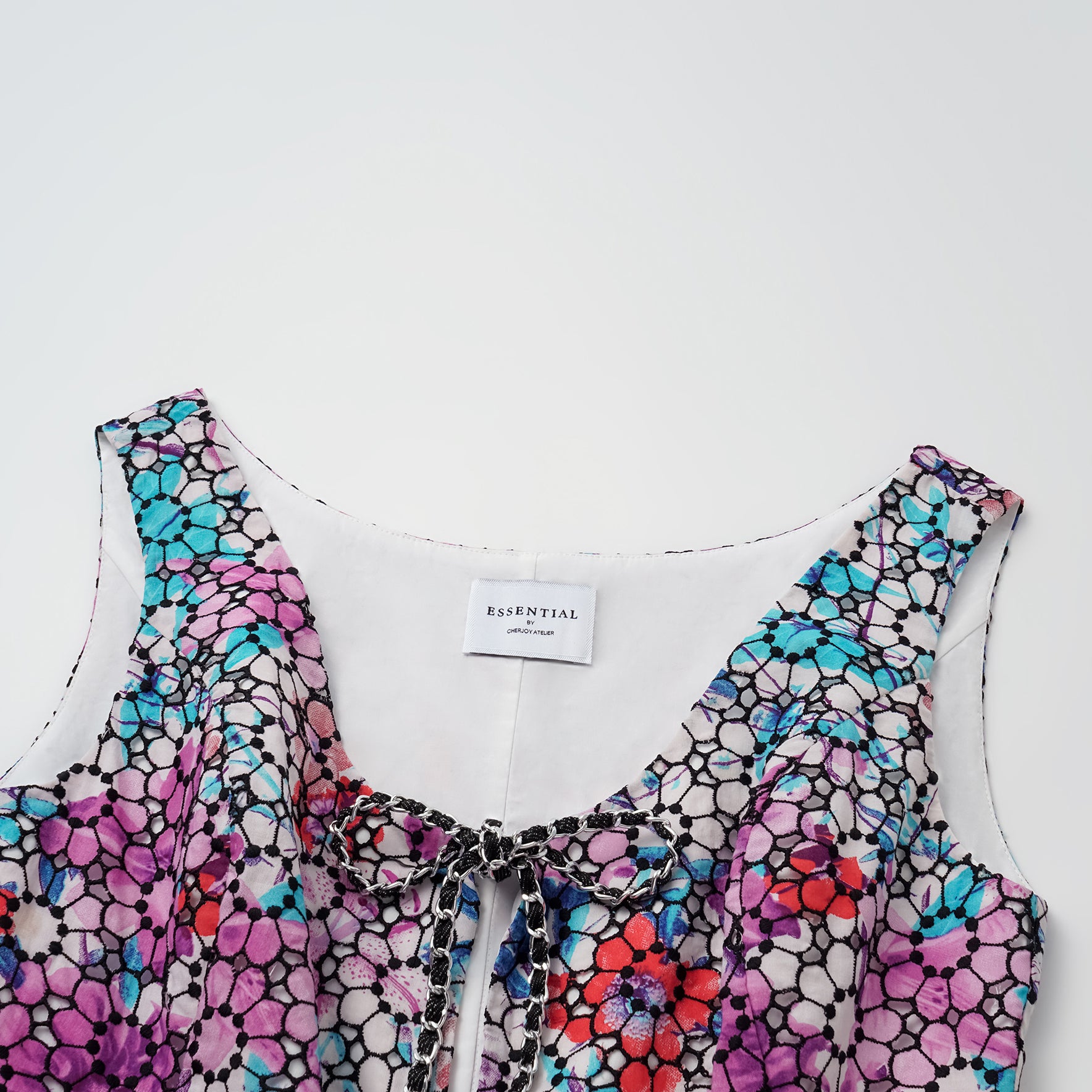 “Brunch in Provence” 義大利彩墨純棉蕾絲綁帶馬甲背心— 綺紫夢春 Lavender Reverie