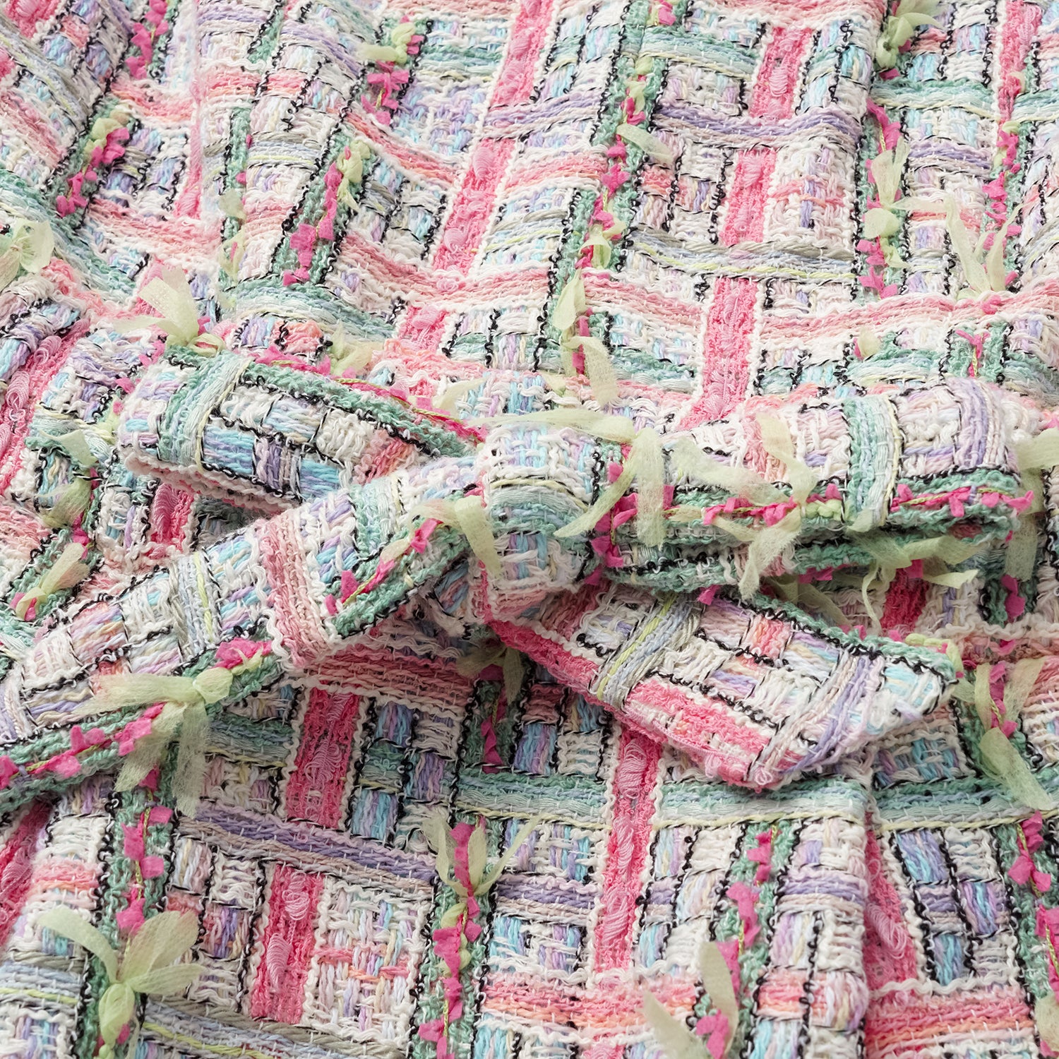 "Arcade of CherJoy Atelier."法國夏日輕薄花呢拼接收腰洋裝