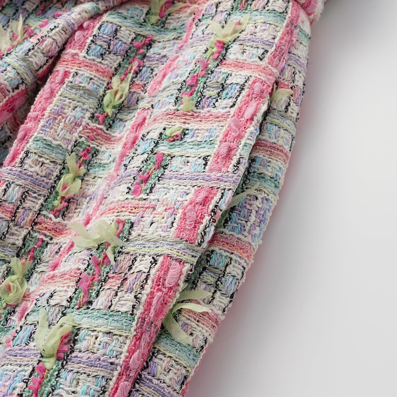 "Arcade of CherJoy Atelier."法國夏日輕薄花呢拼接收腰洋裝