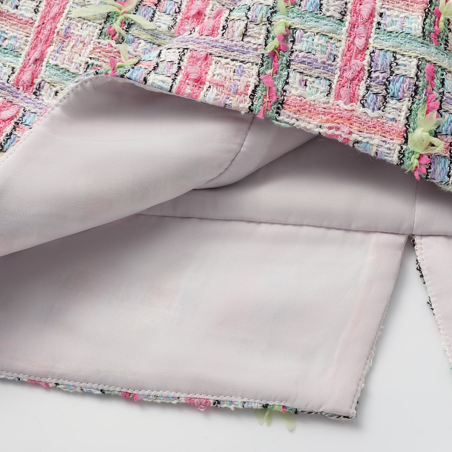 "Arcade of CherJoy Atelier."法國夏日輕薄花呢拼接收腰洋裝