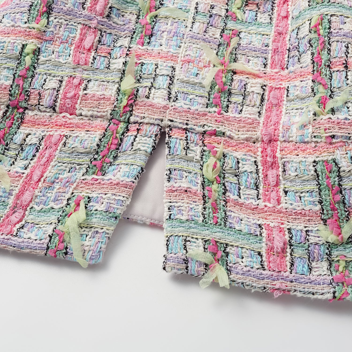 "Arcade of CherJoy Atelier."法國夏日輕薄花呢拼接收腰洋裝