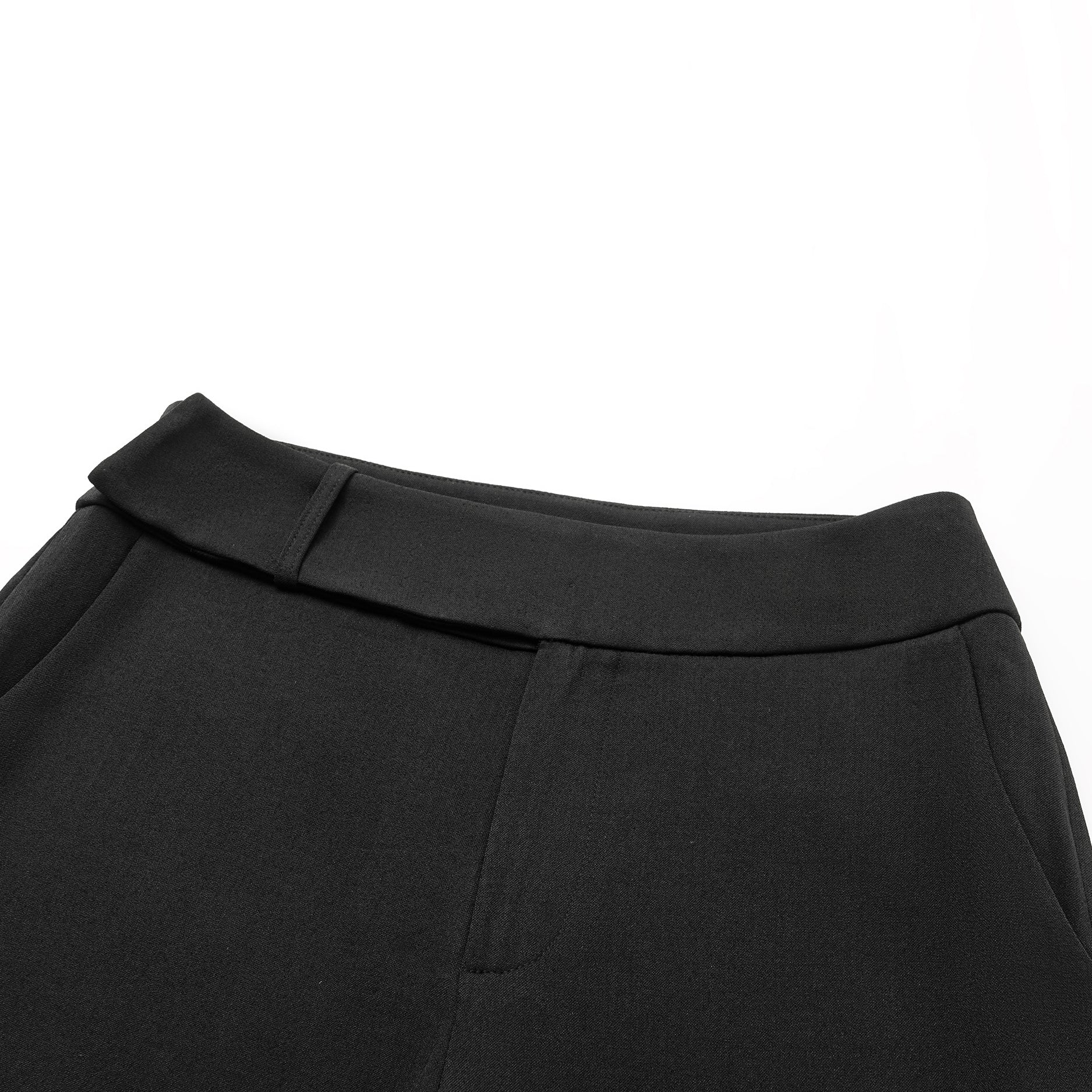 “Autumn Diary ” 韓國超彈力垂墜肌理面料腰封九分褲—黑色