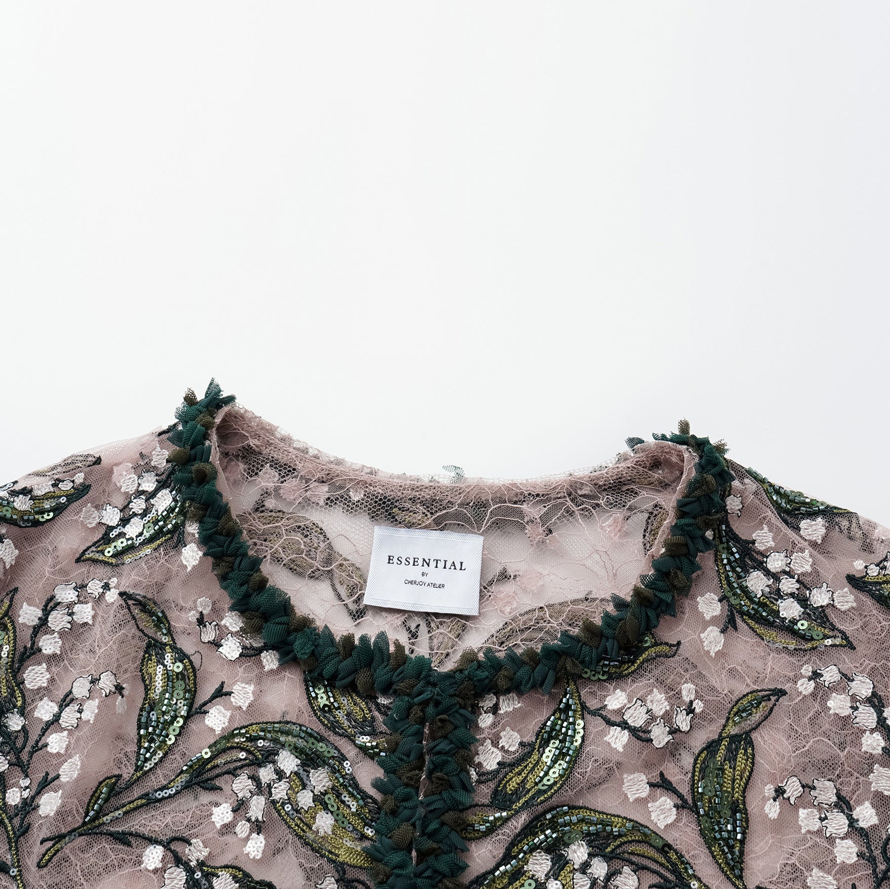 "Imperial Garden Teatime."  奢華珠繡蕾絲開衫—Jade Aroma翠影凝香