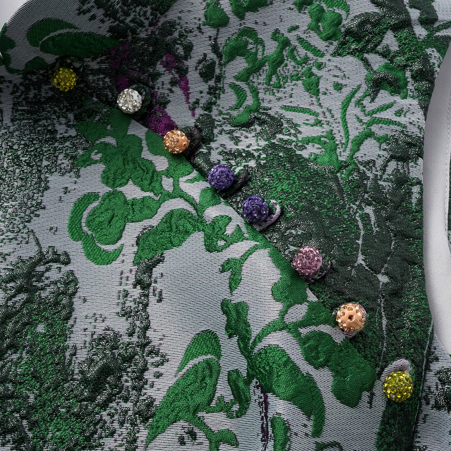 "Imperial Garden Gala" 義大利製提花面料新中式立裁輕國風長洋裝—碧影繁花