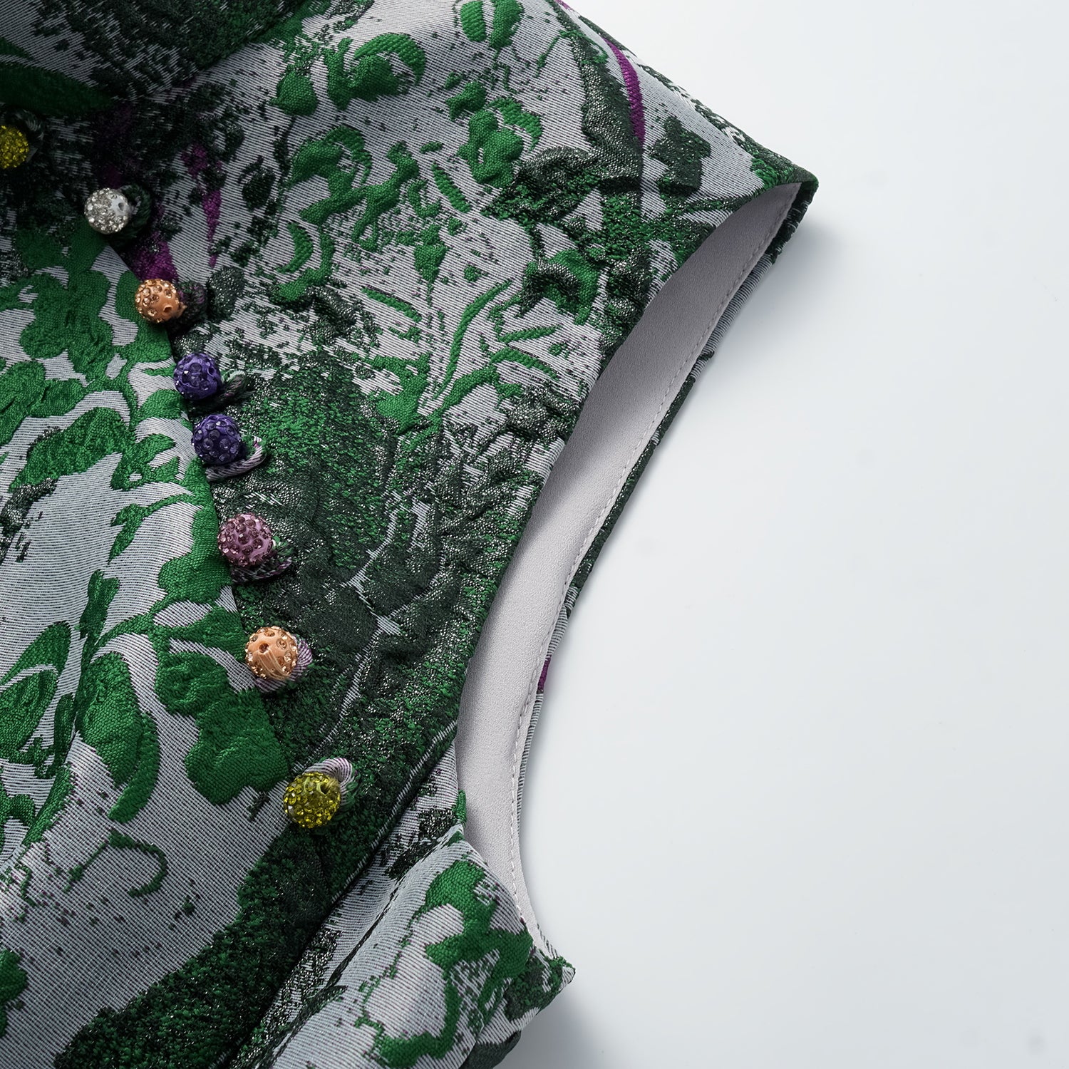 "Imperial Garden Gala" 義大利製提花面料新中式立裁輕國風長洋裝—碧影繁花