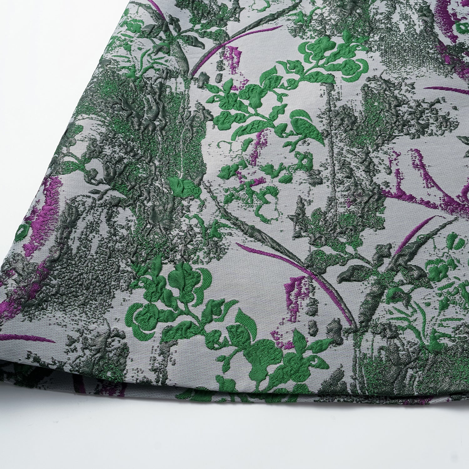 "Imperial Garden Gala" 義大利製提花面料新中式立裁輕國風長洋裝—碧影繁花