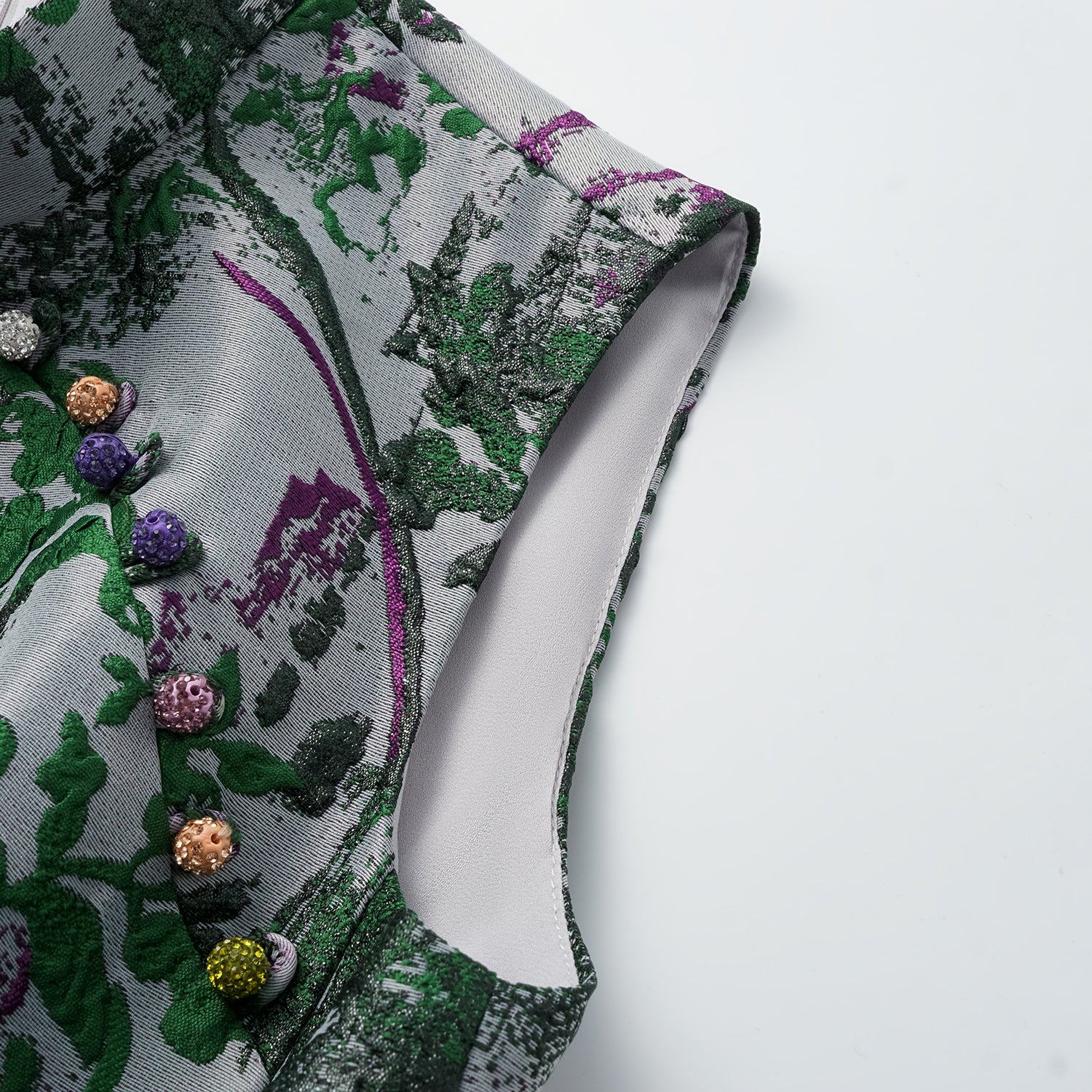 "Imperial Garden Gala" 義大利製提花面料新中式立裁輕國風短洋裝—碧影繁花