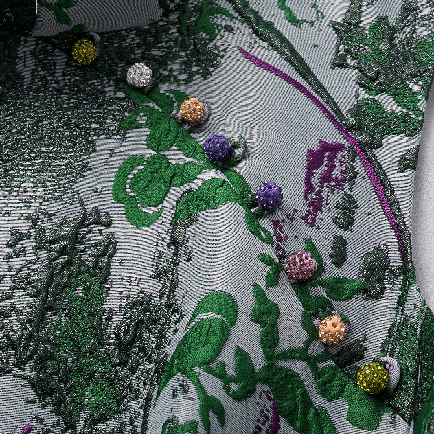 "Imperial Garden Gala" 義大利製提花面料新中式立裁輕國風短洋裝—碧影繁花